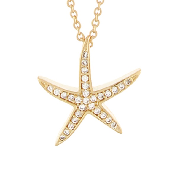 Pave Starfish Pendant Necklace - Picture 2 of 2